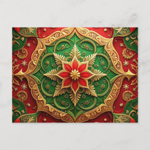 Rode Groene Sierlijke Kerstkaart Briefkaart