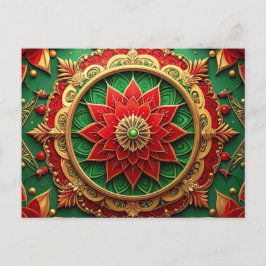 Rode Groene Sierlijke Kerstkaart Briefkaart