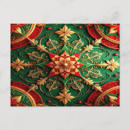 Rode Groene Sierlijke Kerstkaart Briefkaart