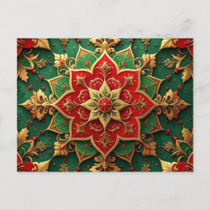Rode Groene Sierlijke Kerstkaart Briefkaart