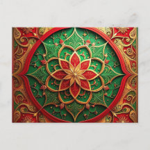 Rode Groene Sierlijke Kerstkaart