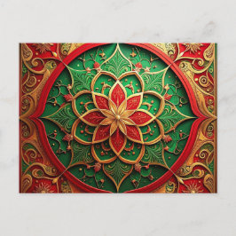Rode Groene Sierlijke Kerstkaart Briefkaart