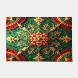Rode Groene Sierlijke Kerstmat Deurmat