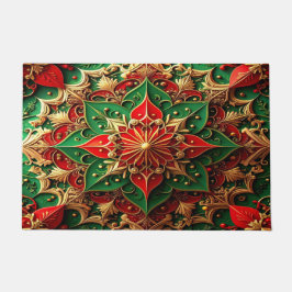 Rode Groene Sierlijke Kerstmat Deurmat