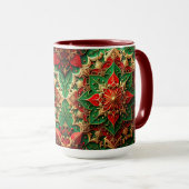 Rode Groene Sierlijke Kerstmug Mok (Voorkant rechts)