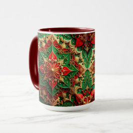Rode Groene Sierlijke Kerstmug Mok