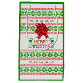 Rode Groene Sneeuwvlok Bow Lelijke Kersttrui Klein Cadeauzakje (Voorkant)