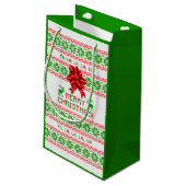 Rode Groene Sneeuwvlok Bow Lelijke Kersttrui Klein Cadeauzakje (Achterkant Gekanteld)