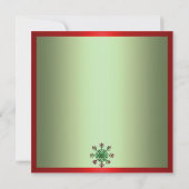 Rode & Groene Sneeuwvlok Kerstfeest Uitnodigen Kaart (Achterkant)