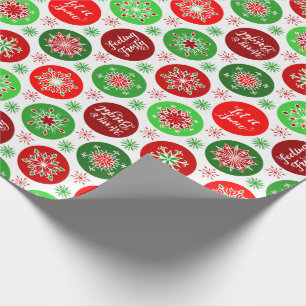 Rode groene sneeuwvlokken cadeaupapier