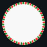 Rode groene snoep Cane Border Christmas  Ronde Sticker<br><div class="desc">Rood en groen snoepriet patroon rand. Stickers met een kerstthema.  printstijl. Handgetekende stijl ontwerp. Jouw tekst of handgeschreven bericht toevoegen voor aanpassing</div>
