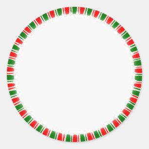 Rode groene snoep Cane Border Christmas Ronde Sticker