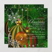 Rode groene Snowflake kerstfeest Kaart (Voorkant / Achterkant)