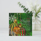 Rode groene Snowflake kerstfeest Kaart (Staand voorkant)