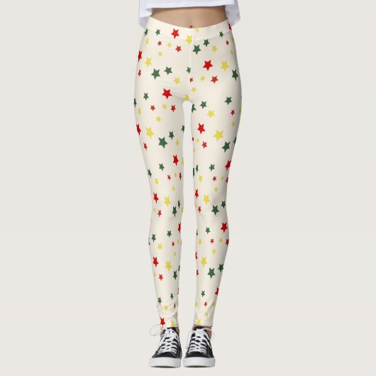 Rode Groene Ster Nieuwigheid Schattige Grappig Mod Leggings (Voorkant)