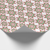 Rode, groene sterren op witte vakantieverpakking cadeaupapier (Hoek)