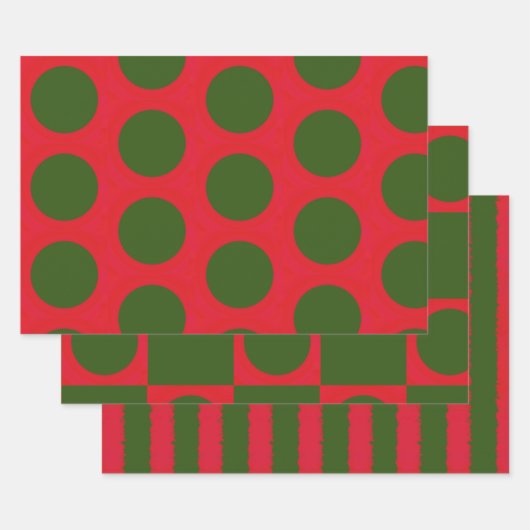 Rode groene stip streeppatroon inpakpapier vel (Set)