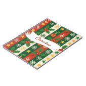 Rode groene strepen dennen en bessen vakantie notitieboek (Linkerzijde)