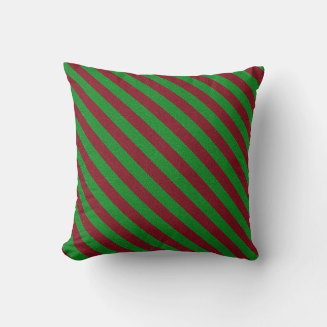 Rode & groene strepen glitters kussen (Voorkant)