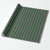 Rode Groene Strepen Kerst Cadeaupapier (Uitgerold)