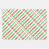 Rode groene strepen stippen Vrolijke kersttypograf Inpakpapier Vel (Voorkant 3)