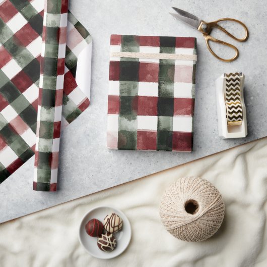 Rode Groene Strepen Verjaardag Cadeaupapier (Crafts)