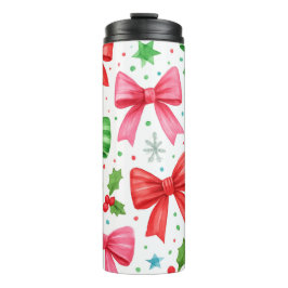 Rode & Groene Strik Kerst Tumbler – Kerstcadeau Thermosbeker