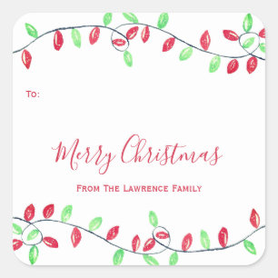 Rode Groene String Lights Christmas Holiday Gift L Vierkante Sticker