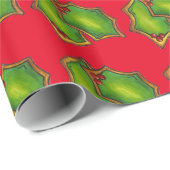 Rode Groene Suiker Koekjes Holly Leaf Kerst Eten Cadeaupapier (Rol Hoek)
