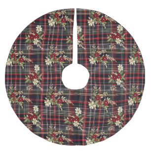 Rode Groene Tartan Bloemen Feestelijke Kerstmis Kerstboom Rok