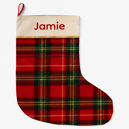 Rode groene tartan kerstsok (Voorkant)