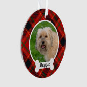 Rode Groene Tartan Plaid Custom Dog Foto Ornament (voorkant)