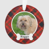 Rode Groene Tartan Plaid Custom Dog Foto Ornament (voorkant)