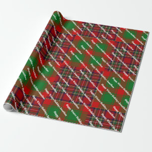 Rode Groene Tartan Schotse Ruit Kerstmis Aangepast Cadeaupapier