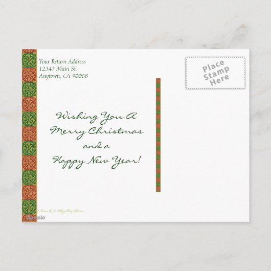 Rode Groene Tegels Custom Merry Christmas Briefkaa Briefkaart (Achterkant)