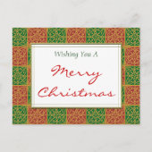 Rode Groene Tegels Custom Merry Christmas Briefkaa Briefkaart (Voorkant)