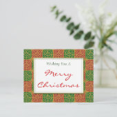 Rode Groene Tegels Custom Merry Christmas Briefkaa Briefkaart (Staand voorkant)
