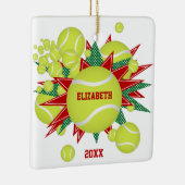 rode groene tennis balletje keramisch ornament (Rechts)