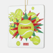 rode groene tennis balletje keramisch ornament (Links)