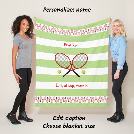 Rode groene tennisrackets gepersonaliseerd fleece deken
