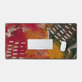 Rode & Groene Textures, Een Gel Print Abstract Bureaumat (Keyboard & Muis)