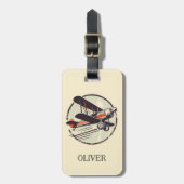  rode groene tweedekker gepersonaliseerd bagagelabel (Voorkant verticaal)