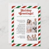 Rode Groene Vakantie Groeten Familie brief foto's Feestdagenkaart (Voorkant)