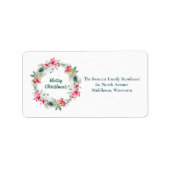 Rode Groene Vakantie Kerstkrans Retouradres Etiket (Voorkant)