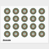Rode Groene Vakantie Mandala met aangepaste tekst Ronde Sticker (Vel)
