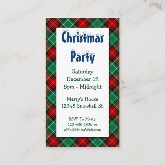 Rode Groene Vakantie Party Invitation Visitekaartj Informatiekaartje (Achterkant)