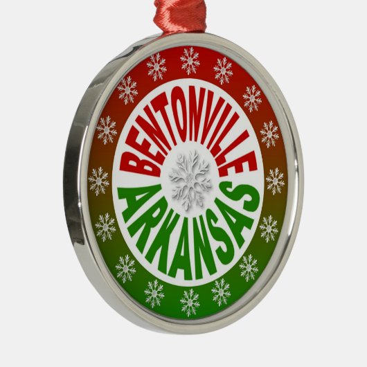 Rode groene versiering van Bentonville Arkansas Metalen Ornament (Rechts)