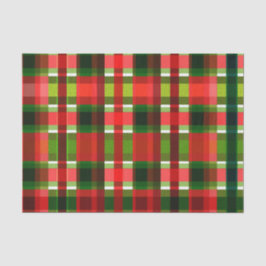 Rode groene vierkanten Holiday Plaid Pattern Tissuepapier