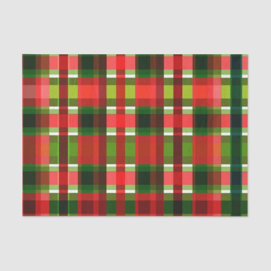 Rode groene vierkanten Holiday Plaid Pattern Tissuepapier (Voorkant)