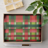 Rode groene vierkanten Holiday Plaid Pattern Tissuepapier (Geschenk)